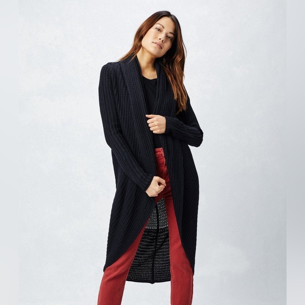 Lovestitch knit black versatile long/short sweater cocoon cardigan s/m cashmere